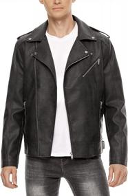 img 4 attached to Fahsyee Men'S Faux Leather Jacket: Stylish Slim-Fit Bomber With Asymmetric Zip-Up And Belted Design