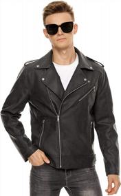 img 2 attached to Fahsyee Men'S Faux Leather Jacket: Stylish Slim-Fit Bomber With Asymmetric Zip-Up And Belted Design