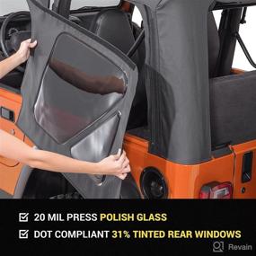 img 3 attached to 🚙 TACTIK Fabric Only Replacement Soft Top - Custom-Fit Roof for Jeep Wrangler TJ 1997-2006 - Removable Side & Back Windows - Jeep TJ Soft Top Cover (With Door Skins, Black Denim)