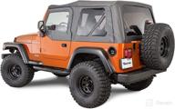 🚙 tactik fabric only replacement soft top - custom-fit roof for jeep wrangler tj 1997-2006 - removable side & back windows - jeep tj soft top cover (with door skins, black denim) logo