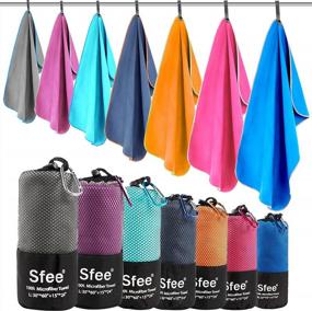 img 4 attached to Sfee 2 Pack Microfiber Travel Towel, Quick Dry Towel Camping Towel Super Absorbent Compact Lightweight Sports Towel Swim Towel Gym Towel Beach Towel Set For Gym, Hiking, Pool, Backpacking, Bath, Yoga