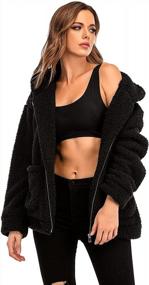 img 3 attached to Stay Cozy In Style: Oversized Womens Winter Coat With Fleece And Faux Shearling