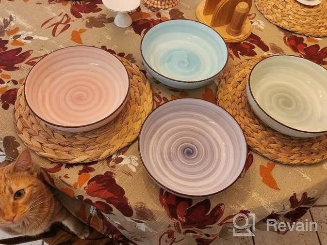img 1 attached to Selamica Ceramic 50Oz Pasta Bowls Set Of 4 - 8.6" Large Salad Serving Stackable Porcelain Soup Bowls, Microwave/Dishwasher Safe, Gradient Color Gift review by Serena Crawford