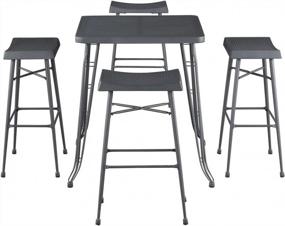 img 2 attached to Gray 5-Piece Pub Set - Boraam Carson For The Perfect Home Bar!