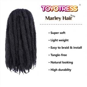 img 1 attached to ToyoTress Marley Hair Crochet Braids - 22 Inch 6 Packs Marley Twist Crochet Hair For Faux Locs Natural Black , Afro Kinky Curly Marley Braids Hair Extensions Synthetic Twist Crochet Braiding Hair (22 Inch, 1B-6P)