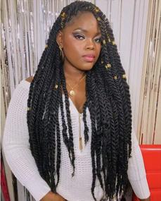 img 2 attached to ToyoTress Marley Hair Crochet Braids - 22 Inch 6 Packs Marley Twist Crochet Hair For Faux Locs Natural Black , Afro Kinky Curly Marley Braids Hair Extensions Synthetic Twist Crochet Braiding Hair (22 Inch, 1B-6P)