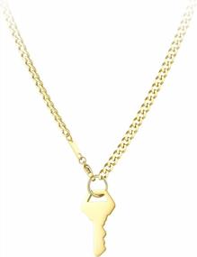 img 4 attached to Stylish Geometric Lock And Key Pendant Necklace In Stainless Steel With Gold Plating - Ideal Punk Charms Jewelry For Women And Men, Perfect Gift