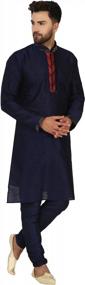 img 1 attached to SKAVIJ Men'S Art Silk Kurta Pajama And Scarf Ethnic Wedding Suit Party Dress Set