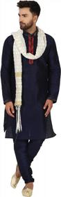 img 4 attached to SKAVIJ Men'S Art Silk Kurta Pajama And Scarf Ethnic Wedding Suit Party Dress Set