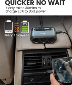 img 1 attached to 🔌 YANTU 150W Cigarette Lighter Adapter: 3-Socket Splitter with Fast Car Charger, USB C/QC 3.0, Type C, Voltage Display, On-Off Switch