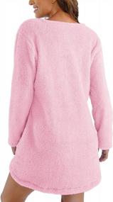 img 1 attached to 👗 Nirovien Women's Fleece Tunic Pullover Dress Sherpa Long Sleeve Color Block Sweatshirt Oversized Fluffy Coat with Pockets