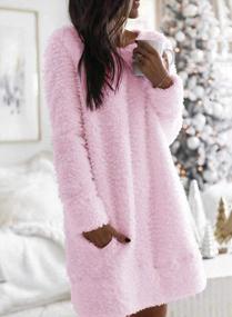 img 2 attached to 👗 Nirovien Women's Fleece Tunic Pullover Dress Sherpa Long Sleeve Color Block Sweatshirt Oversized Fluffy Coat with Pockets