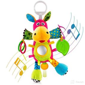 img 4 attached to 👶 Interactive Infant Sensory Hanging Toy: Plush Donkey Rattle, Teether, and Crinkle – Perfect Car Seat and Stroller Entertainment for 0-Month-Old Girls or Boys, Ideal Newborn Baby Gift