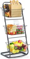 🍓 grey 3-tier wire fruit basket stand for kitchen and bathroom organization, snacks, household items – stylish tiered serving baskets, 35.4"x15"x16 логотип