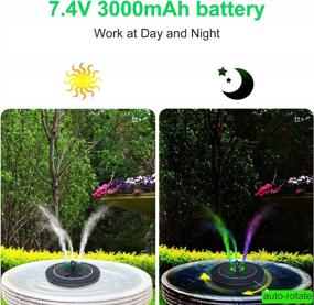 img 3 attached to PChero 4W Solar Bird Bath Fountain Water Pump With Rotary Nozzle, 6 Colorful LED Lights & 3000MAh Battery Backup For Garden Pond Pool Fish Tank Outdoor Decor