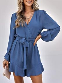 img 2 attached to Women'S Long Sleeve Wrap Front Rompers Jumpsuits Fall Vacation Outfits Night Out