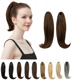 img 4 attached to 12 Inch Claw Clip-In Ponytail Hair Extensions For Women - Natural Looking Synthetic Hair Pieces For Daily Use.