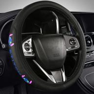 🚗 blue stitch car steering wheel cover - elasticity universal fit for women and men - 15 inch - automotive accessories логотип