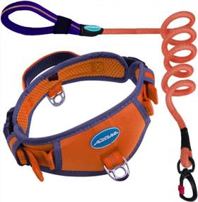 img 4 attached to Reflective Padded Dog Collar With Handle - Heavy-Duty Sport Nylon Collar And Leash Set For Comfort And Safety, Orange, Size Medium