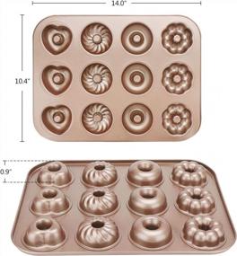 img 2 attached to Nonstick 12-Cavity Donut Baking Pan By Beasea, Carbon Steel Mini Donut Mold For Bagels And Baking Tray - Ideal Donut Mold For Homemade Doughnuts And Pastries