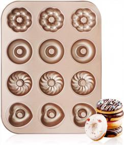 img 4 attached to Nonstick 12-Cavity Donut Baking Pan By Beasea, Carbon Steel Mini Donut Mold For Bagels And Baking Tray - Ideal Donut Mold For Homemade Doughnuts And Pastries