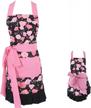 surblue vintage floral apron for mom & me with 2 pockets - cotton extra-long tie logo