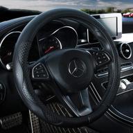 🚗 genuine leather suv steering wheel cover - universal 15.5inch, black cowhide wheel cover for car/auto/suv (b-black) logo