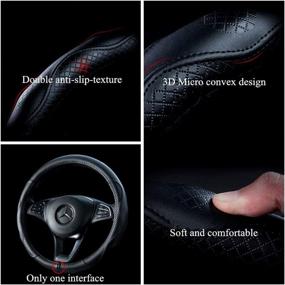 img 3 attached to 🚗 Genuine Leather SUV Steering Wheel Cover - Universal 15.5inch, Black Cowhide Wheel Cover for Car/Auto/SUV (B-Black)