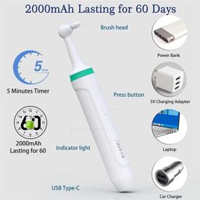 img 1 attached to 🦷 Akizbeir Electric Tooth Polisher: 5 Replacement Heads, 2000mAh Charging, Dental Tartar Remover & Teeth Whitening Cleaning Kit for People and Pets (White-Green)