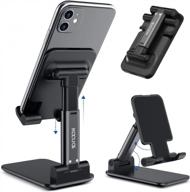 adjustable foldable cell phone stand dock cradle for iphone 11 pro se xs xs max xr 8 7 6 6s plus ipad mini all smartphones - black logo