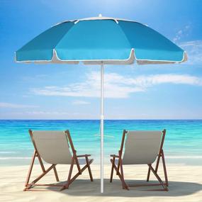 img 4 attached to Portable 6.5Ft Beach Umbrella With Sand Anchor And Tilt Aluminum Pole, UV 50+ Sun Shelter, Carry Bag Included - Ideal For Beach, Patio, Garden And Outdoor Activities By UHINOOS