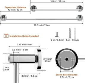 img 3 attached to ZUEXT 2 Pack Chrome Finished Stainless Steel Adjustable Towel Bars For Bathroom And Kitchen - 16 To 27.6 Inch Single Hand Towel Holder Hanger