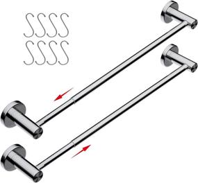 img 4 attached to ZUEXT 2 Pack Chrome Finished Stainless Steel Adjustable Towel Bars For Bathroom And Kitchen - 16 To 27.6 Inch Single Hand Towel Holder Hanger
