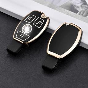 img 2 attached to 🔑 Premium Soft TPU Key Case Cover for Mercedes Benz Key Fob - ELOHEI, Compatible with C E S M CLS CLK G Class, Keyless Smart Key Fob Cover (Black with Gold Edge)