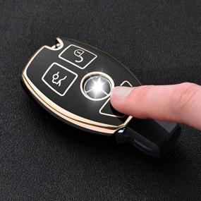 img 3 attached to 🔑 Premium Soft TPU Key Case Cover for Mercedes Benz Key Fob - ELOHEI, Compatible with C E S M CLS CLK G Class, Keyless Smart Key Fob Cover (Black with Gold Edge)