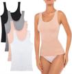 set of 4 rene rofe shaping camisoles with compression for tummy and waist control - v-neck, scoop neck, and open bust options logo
