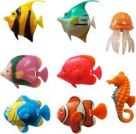 8 pieces pondo artificial plastic fake fish for bubble lamp - vibrant realistic moving floating figurines toy - decorations for aquarium tank ornaments bowl (assorted styles) логотип
