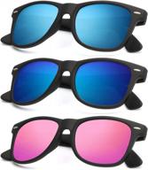 get stylish uv protection with polarized sunglasses for men and women - 3 pack with colored mirror lens and matte finish logo