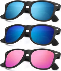 img 4 attached to Get Stylish UV Protection With Polarized Sunglasses For Men And Women - 3 Pack With Colored Mirror Lens And Matte Finish