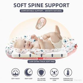 img 2 attached to 👶 Hiseeme Baby Lounger, Co-Sleeping Baby Nest for Newborn Essentials - Premium Breathable Cotton Baby Lounger Girl, Portable Adjustable Baby Sleeper with Pillow (Pink). Baby Shower Gifts and Ideal Baby Nest for Better Sleep.