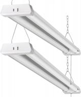 upgrade your garage with 2 pack 4ft linkable led shop lights- 4800lm 5000k daylight, pull chain on/off, linear worklight fixture with plug logo