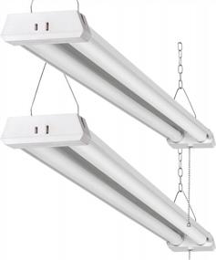 img 4 attached to Upgrade Your Garage With 2 Pack 4FT Linkable LED Shop Lights- 4800LM 5000K Daylight, Pull Chain ON/OFF, Linear Worklight Fixture With Plug