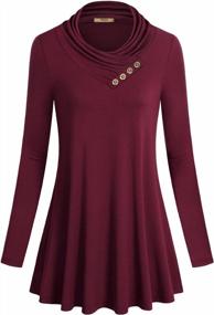img 4 attached to Miusey Ladies' Fitted Tunic Top With Stylish Cowl Neck And Long Sleeves For Casual Wear
