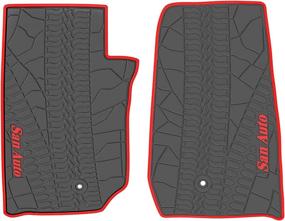 img 1 attached to 🚗 SAN AUTO Custom Fit Car Floor Mat for Jeep Wrangler JK Sahara Rubicon - 2 Door, 2014-2017 - Black Red Rubber, All Weather, Heavy Duty, Odorless - 2 Pieces Set