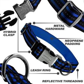 img 3 attached to 🐾 Black Rhino Hybrid Striped Dog Collar for Medium to Large Breeds - Heavy-Duty, Soft Padded Neoprene - Reflective & Adjustable - Matching Leashes Available Separately