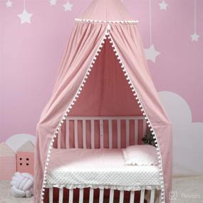 img 1 attached to 👑 Pink Uaugh Crib Canopy: Enhance Your Baby's Bed with a Princess Bed Canopy