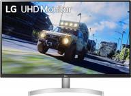 lg 32un500-w 31.5" virtually borderless monitor with 3840x2160p, anti-glare display, built-in speaker, and wall mount compatibility logo