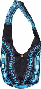 img 2 attached to RaanPahMuang Brand Two Colour Reversible African Dashiki Sling Cotton Carry Bag, Large, Black Blue/Dodger Blue