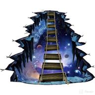 enhance your space with rw-82002 3d floor stickers: interstellar space suspension bridge illusion for kids bedroom, living room, and more! логотип