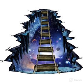 img 4 attached to Enhance Your Space with RW-82002 3D Floor Stickers: Interstellar Space Suspension Bridge Illusion for Kids Bedroom, Living Room, and More!